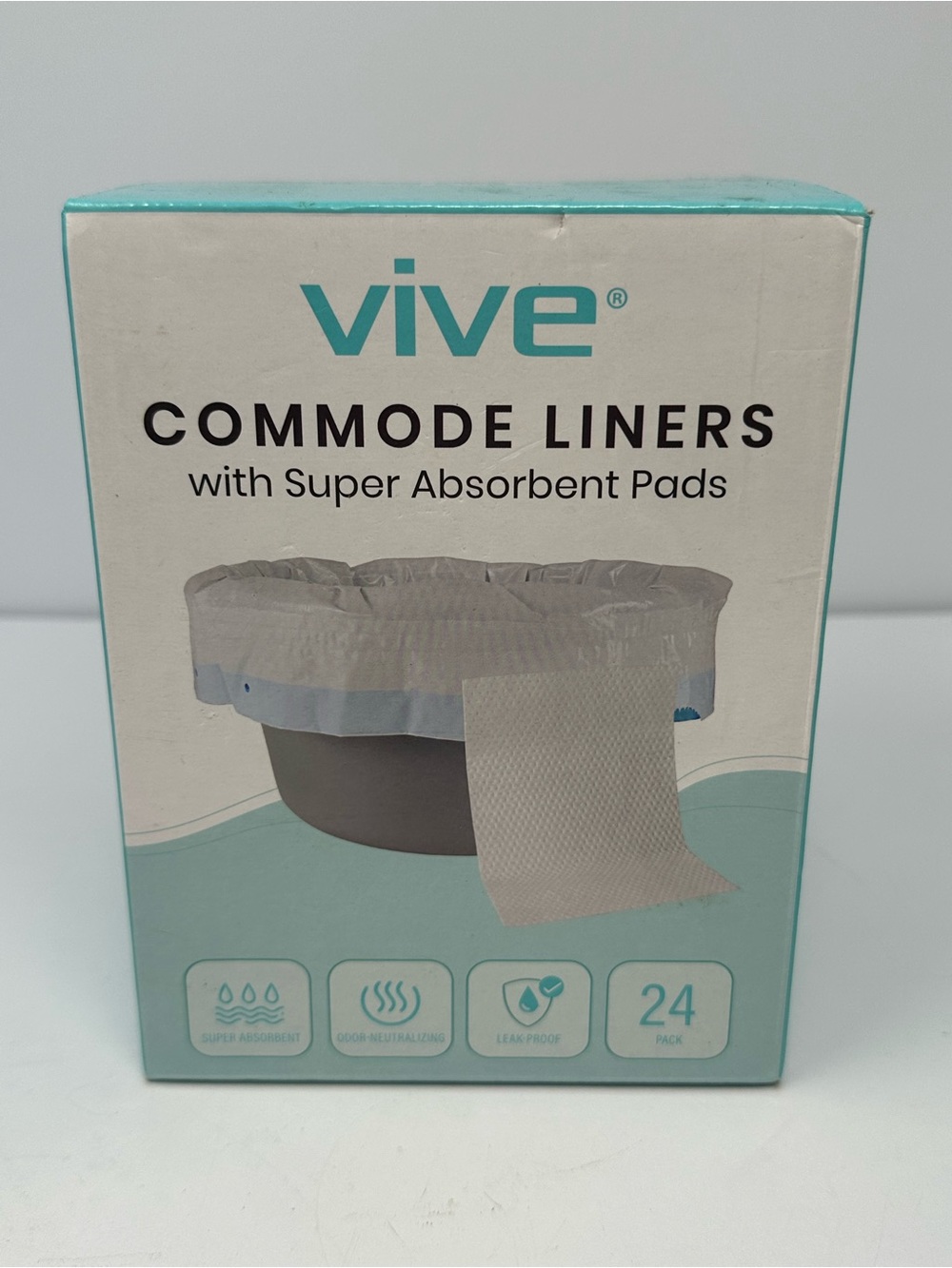 NEW! Vive Commode 24 Pack Liners for Bedside Toilet Chair Bucket, Bedpan A9